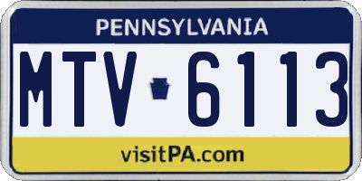 PA license plate MTV6113