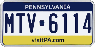 PA license plate MTV6114