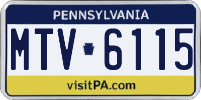 PA license plate MTV6115
