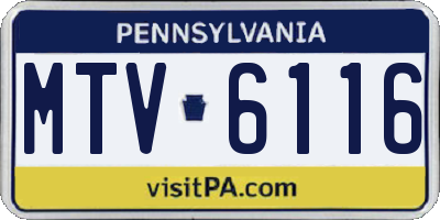 PA license plate MTV6116