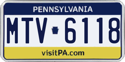 PA license plate MTV6118
