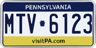 PA license plate MTV6123