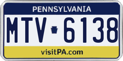 PA license plate MTV6138