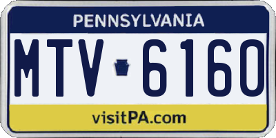 PA license plate MTV6160