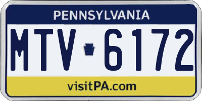 PA license plate MTV6172
