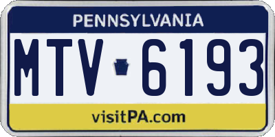 PA license plate MTV6193