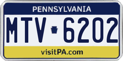 PA license plate MTV6202