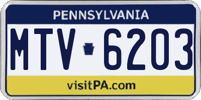 PA license plate MTV6203
