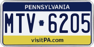 PA license plate MTV6205