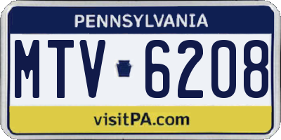 PA license plate MTV6208