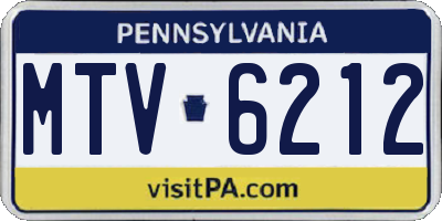 PA license plate MTV6212