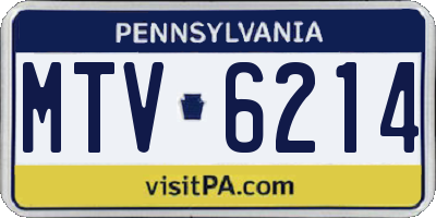 PA license plate MTV6214