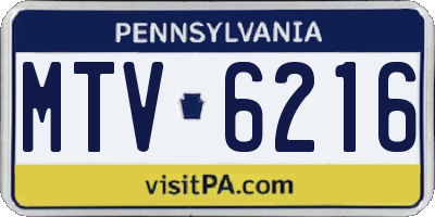 PA license plate MTV6216