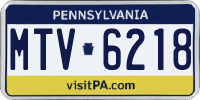 PA license plate MTV6218