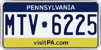 PA license plate MTV6225
