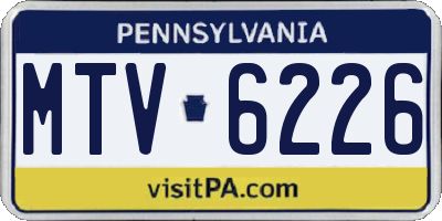 PA license plate MTV6226