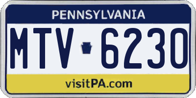 PA license plate MTV6230