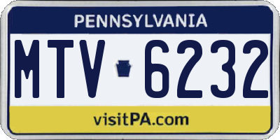 PA license plate MTV6232