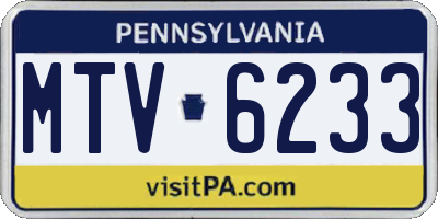 PA license plate MTV6233