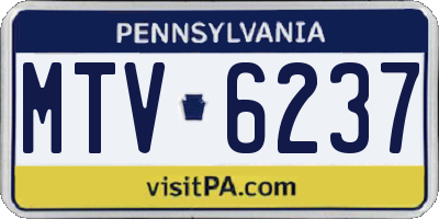 PA license plate MTV6237
