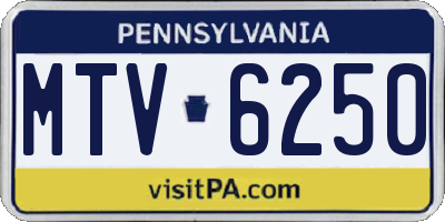 PA license plate MTV6250