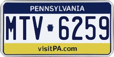 PA license plate MTV6259