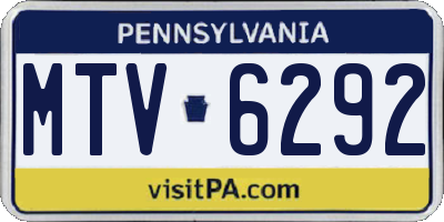 PA license plate MTV6292