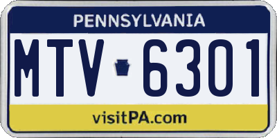 PA license plate MTV6301