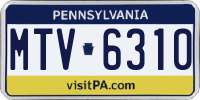 PA license plate MTV6310
