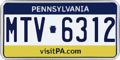 PA license plate MTV6312