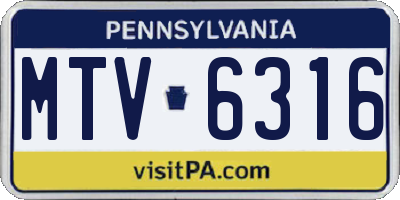 PA license plate MTV6316