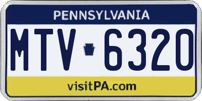PA license plate MTV6320