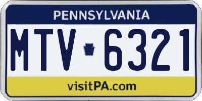 PA license plate MTV6321