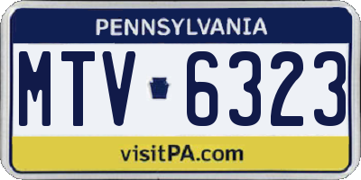PA license plate MTV6323