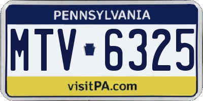 PA license plate MTV6325