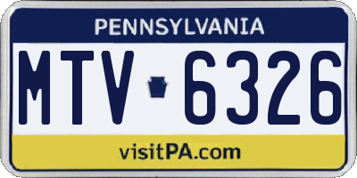 PA license plate MTV6326