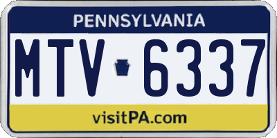 PA license plate MTV6337
