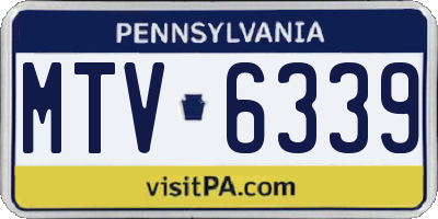 PA license plate MTV6339