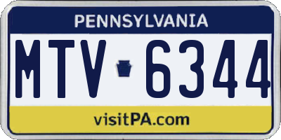 PA license plate MTV6344