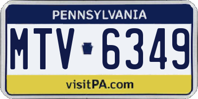 PA license plate MTV6349