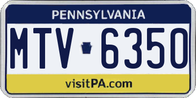 PA license plate MTV6350