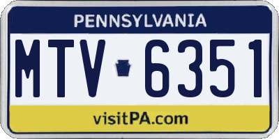 PA license plate MTV6351