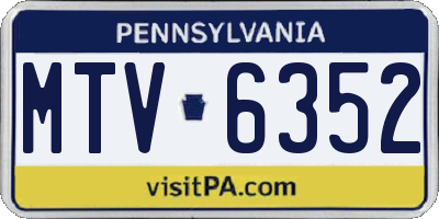 PA license plate MTV6352