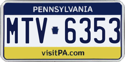 PA license plate MTV6353