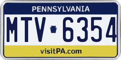 PA license plate MTV6354