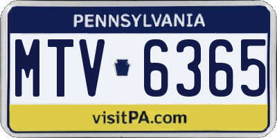 PA license plate MTV6365