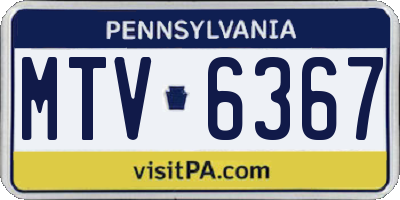PA license plate MTV6367