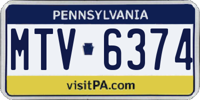 PA license plate MTV6374
