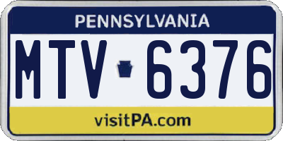 PA license plate MTV6376