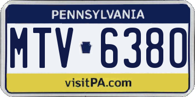 PA license plate MTV6380
